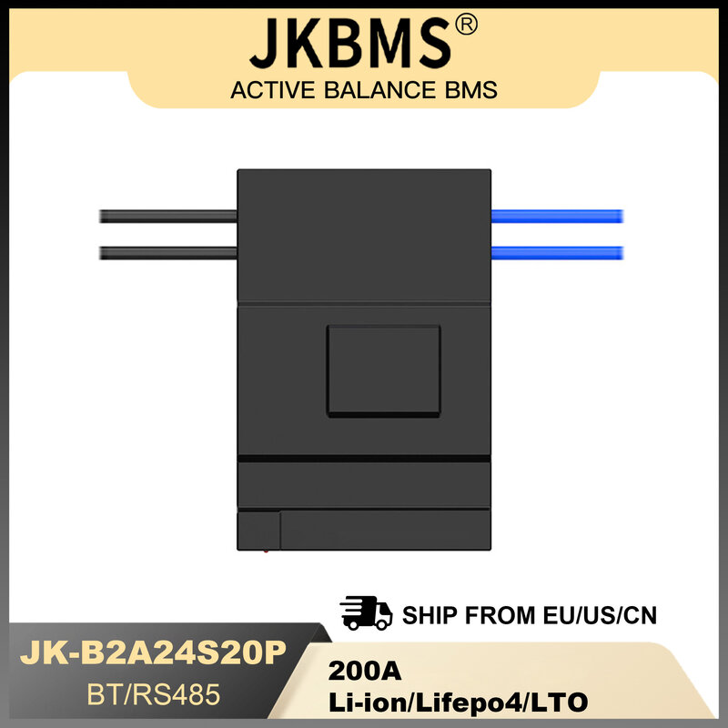 Bateria do JKBMS-BMS Li-íon LTO, armazenamento da bateria LiFePO4, Bluetooth Bms, 200A, 8S, 24sBT, 36V, 48V, 60V, 18650, BMS, B2A24S20P, 2A