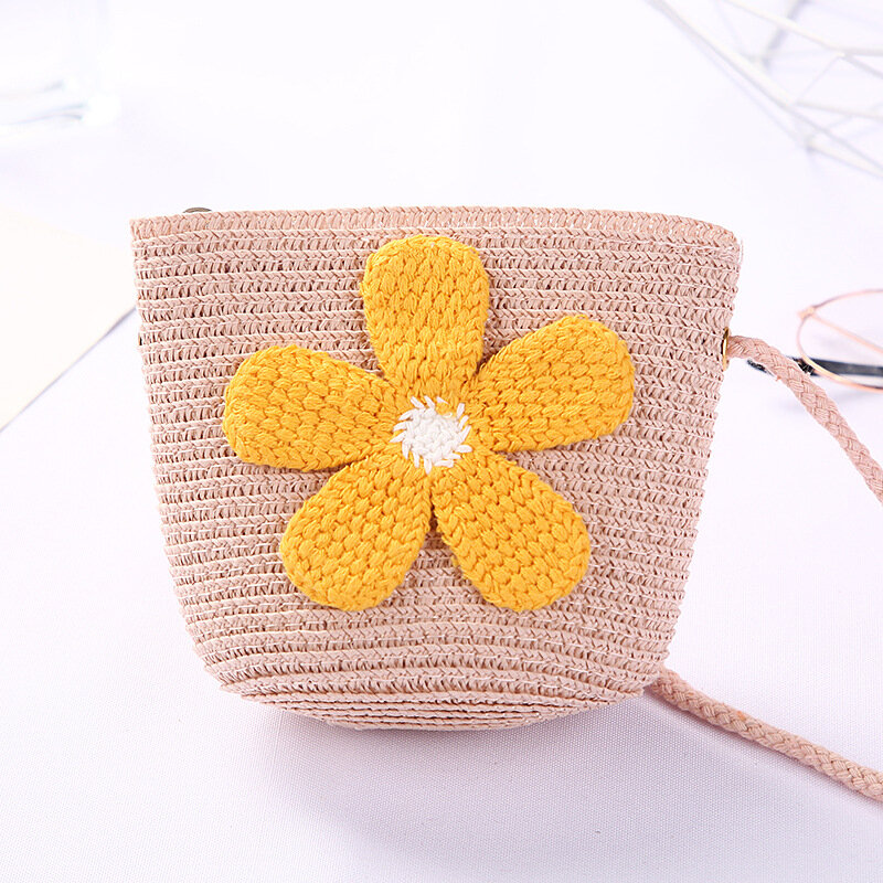 2022 Hot Summer Baby Flower Straw bag  child cute daisy floral Shoulder Bag Summer Toddler Coin Purse Baby Straw Beach Bag