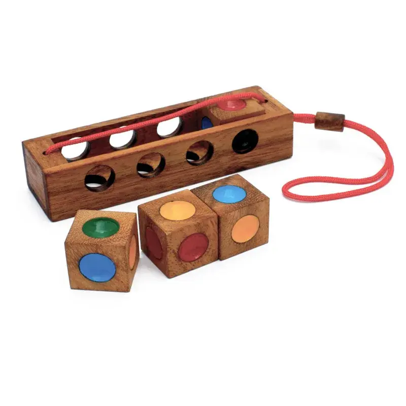 Desbloqueo educativo de madera de cuatro colores, candado contra la quema de ajedrez, juguete mental, regalo para niños