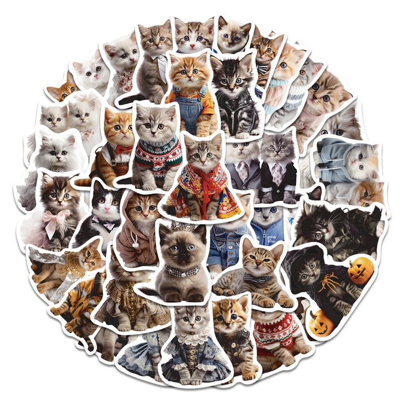 50 Stück niedliche Katze Aufkleber kawaii Kitty wasserdichte Abziehbilder für Dekorationen Sammelalbum Journal Wasser flasche Laptop Gepäck Aufkleber