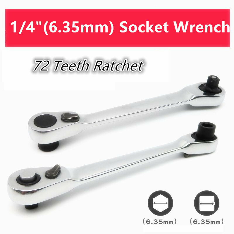 1/4 Inch 2 In 1 Dual Head Quick Socket Draagbare Wrench Rob 72 Tanden Mini Hex Bit Double Ended Schroevendraaier spanner Tool