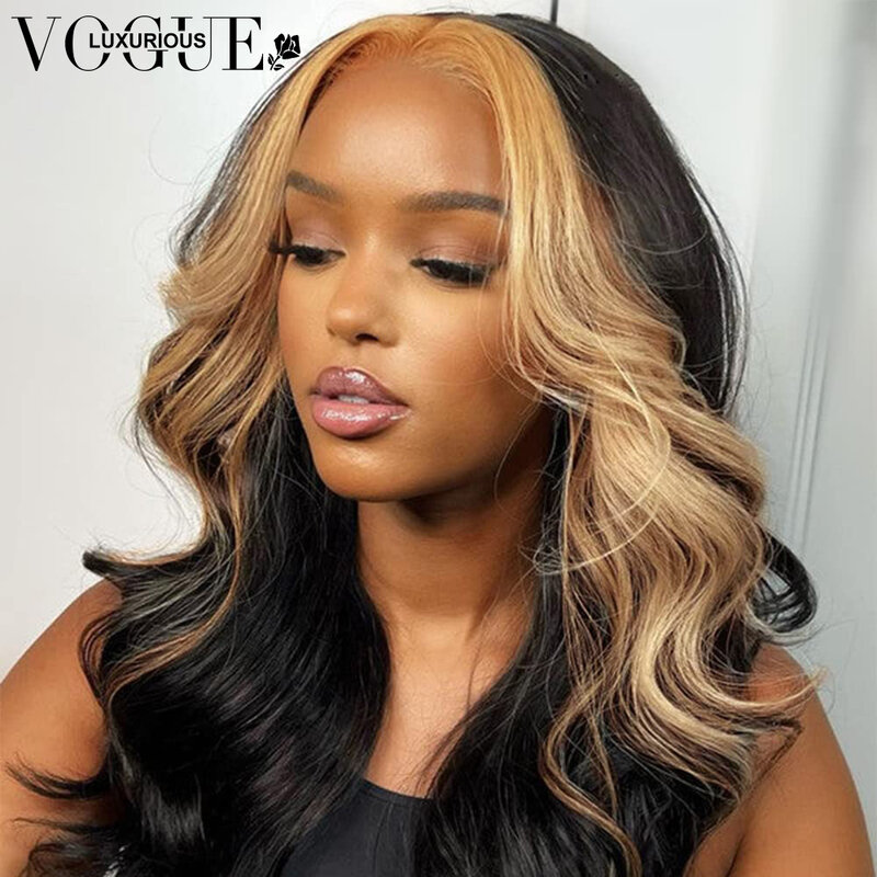Black And Blonde Highlight 13×4 HD Transparent Lace Front Wig Brazilian Virgin Remy Human Hair Wigs Glueless Pre Plucked Wigs