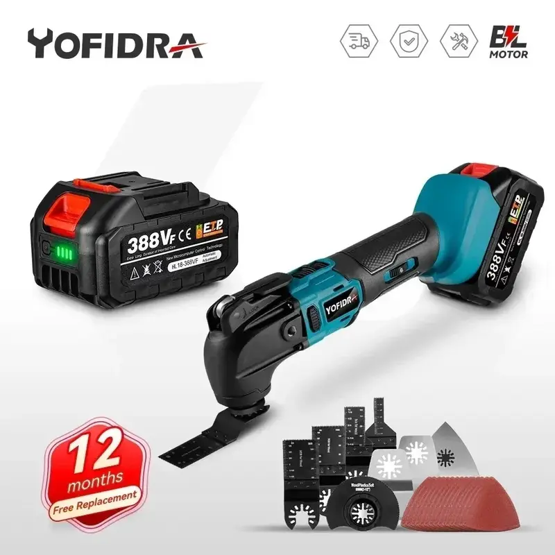 Yofidra Oscillating Multi Function Tool Electric Saw Trimmer Shovel Cutting Machine for Makita 18V Battery woodworking Tool