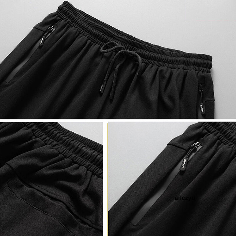Summer Cool Pants Men Solid Color Jogger Pants Plus Size 10XL Fashion Casual Sweatpants Summer Black Pants Male