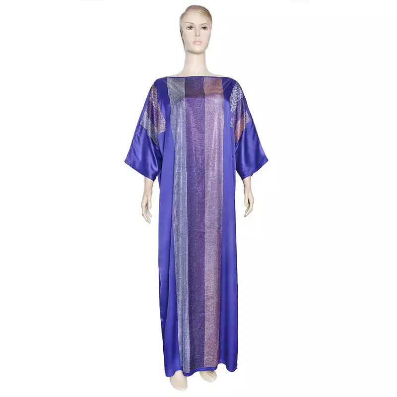 Африканское женское платье большого размера, тяжелая железная Бриллиантовая цветная Бриллиантовая линия воротника, платье с рукавом «летучая мышь» S9028