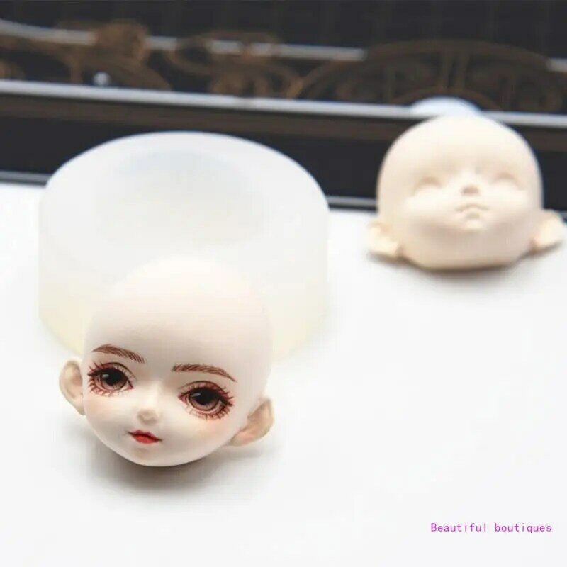 Stampo per colata in silicone versatile Stampi a forma viso per bambola 3D Ornamenti versatili Stampo per colata Strumento