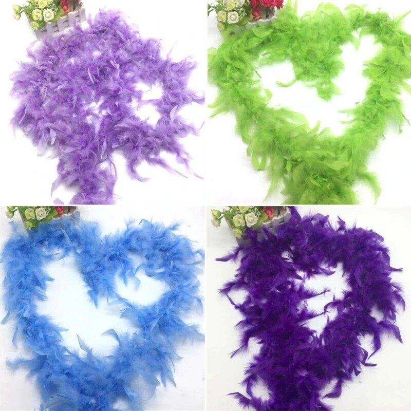Colorful Plush Feather Boa for Crafts Soft Feather Stripe Wedding Party Costume Nightclub Stage Dancing Diy Decorations 200cm