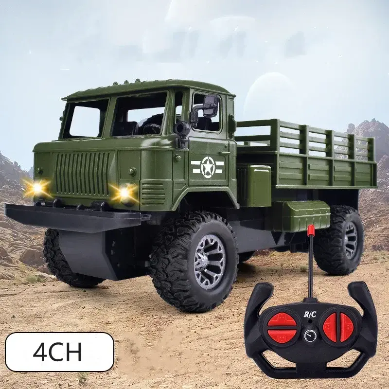 1:18 LED zdalnie sterowane ciężarówka wojskowa 4wd Off-road samochody ciężarowe samochód zabawki dla dzieci chłopcy prezenty zabawki