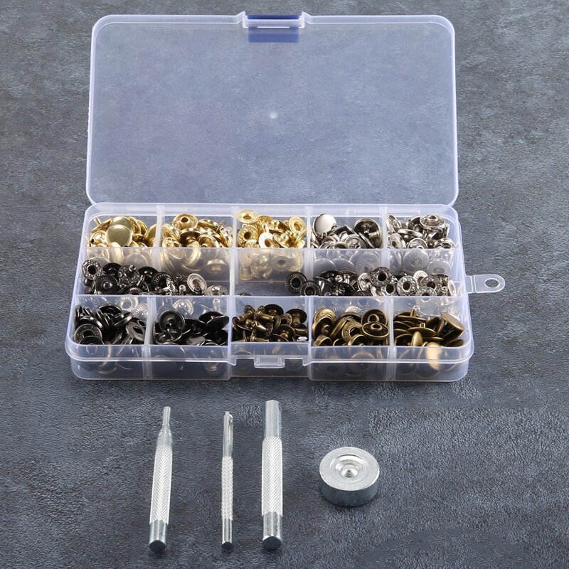 100er Set Leder-Druckknopf-Kit, 12,5mm Metall knopf verschlüsse Druckknöpfe, 4-farbige Leder verschlüsse für Kleidung, Taschen