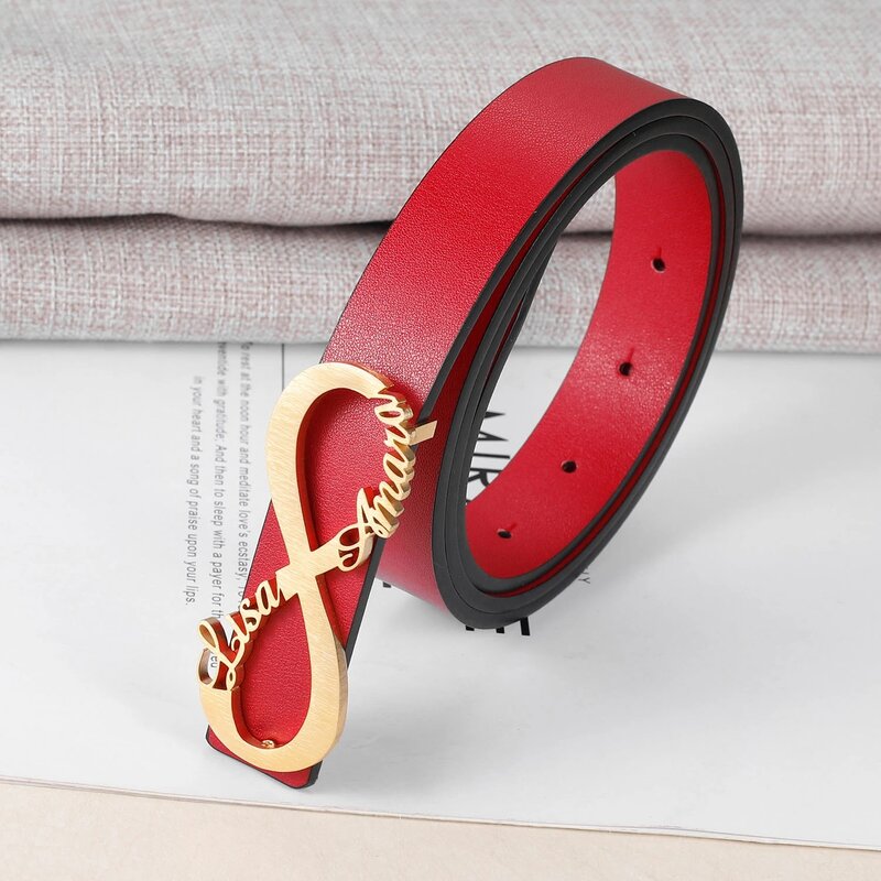 New Custom Name Infinite Loop Metal Buckle Women's Fashion High Quality Belt Multi -color Optional Personalized Gift For Friend