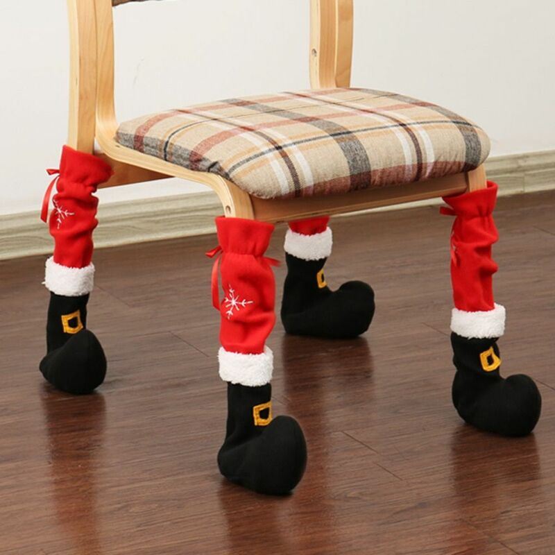 Fundas antideslizantes para patas de silla de Navidad, decoración de Año Nuevo, poliéster, Papá Noel, adorno navideño