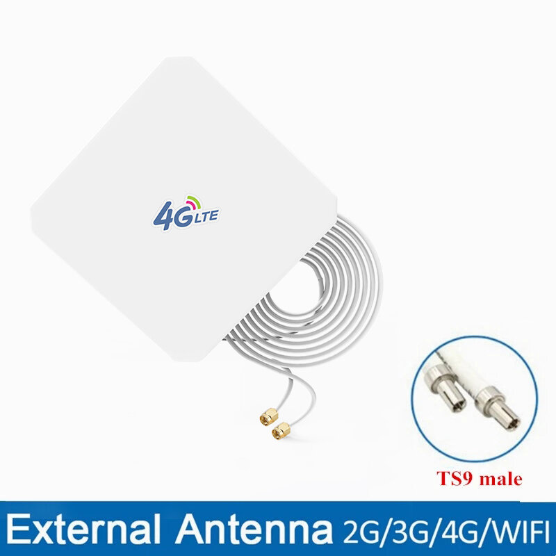 ZBT 4G LTE Antenna 35dBi Panel Antena with SMA TS9 CRC9 Male Connector 3m Cable for 4G Router Adapter Connector Signal Zoom