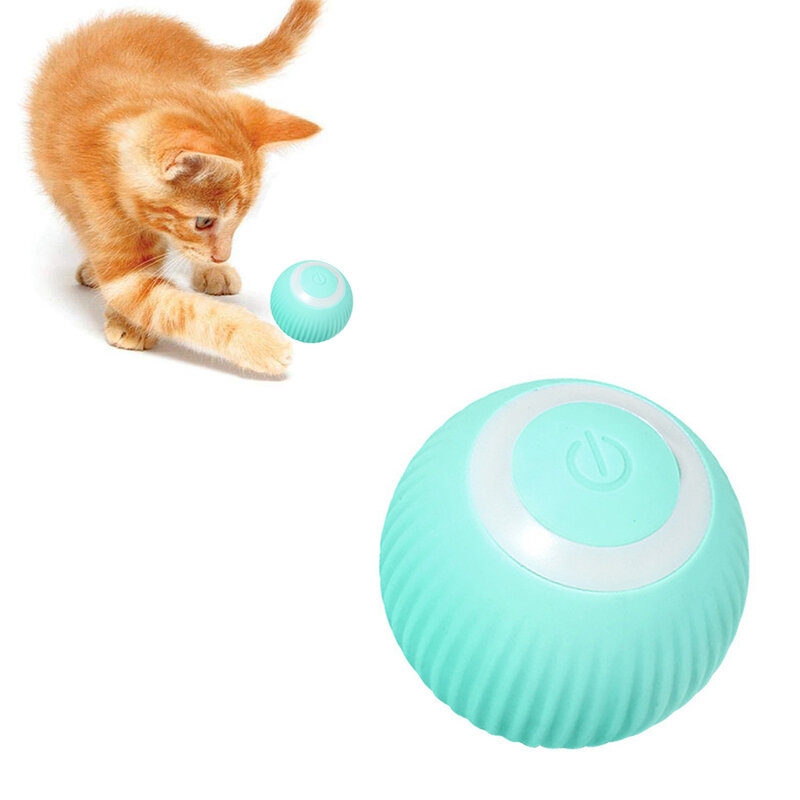 Mainan Bola Kucing Interaktif USB Isi Ulang Aman Otomatis Bola Bergulir Pelatihan Bergerak Sendiri Mainan Kucing Aksesori Hewan Peliharaan