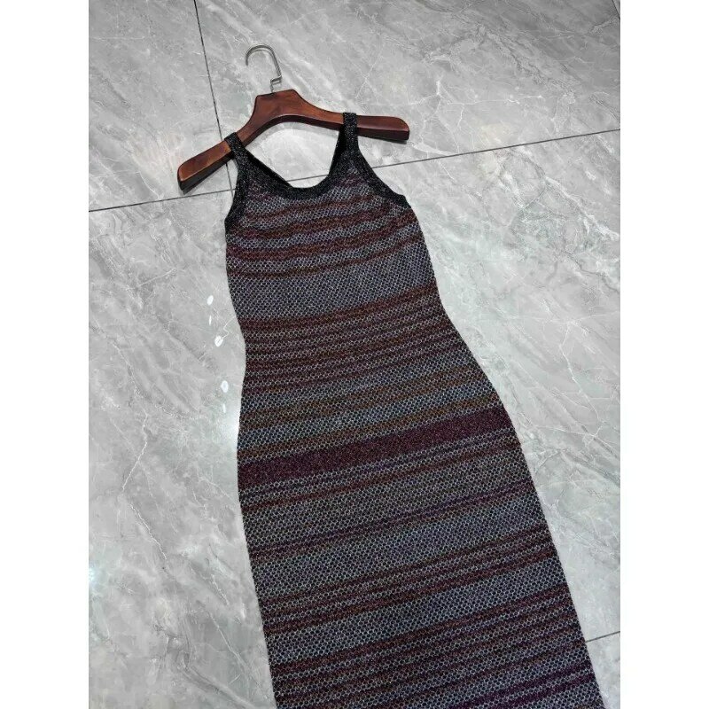 Sleeveless Vest, Tight Knit Dress, Women's Travel and Vacation Style, Long Dress, Summer Women's Clothing