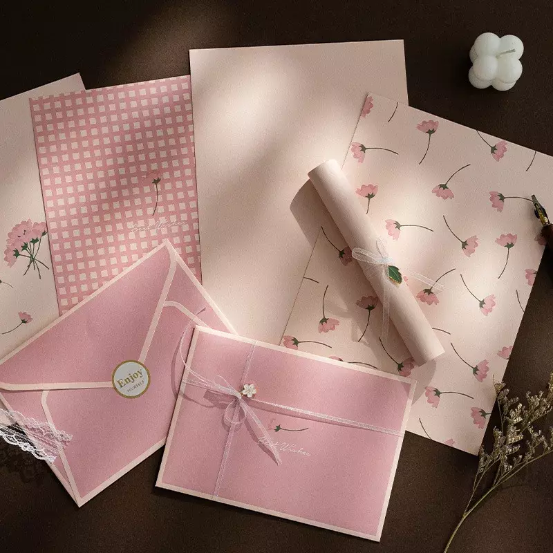12pc/set Ins Floral Envelopes Kawaii Letter Pads DIY Wedding Party Invitations Cards Envelopes with Stickers Korean Stationery