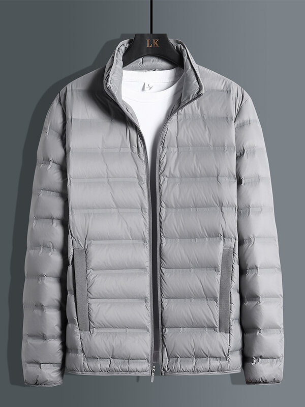 Zimowa ultralekka kurtka puchowa męska 2022 nowy, ze stójką 90% biały puch kaczy płaszcz z podszewką jednokolorowy ciepły wiatrówka Plus rozmiar 8XL