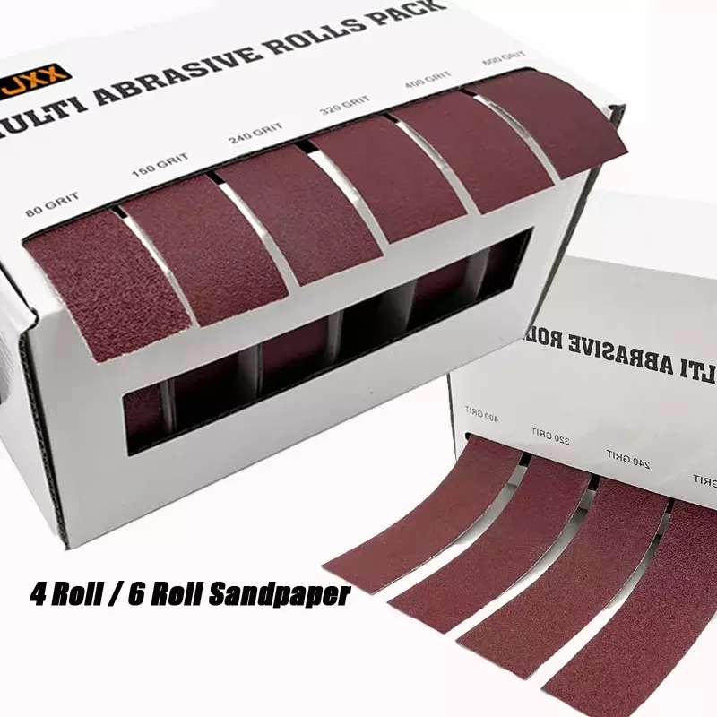 6 Roll Sandpaper Dry Grinding Emery Sanding Belt Drawable Sand Paper 6M/8M
