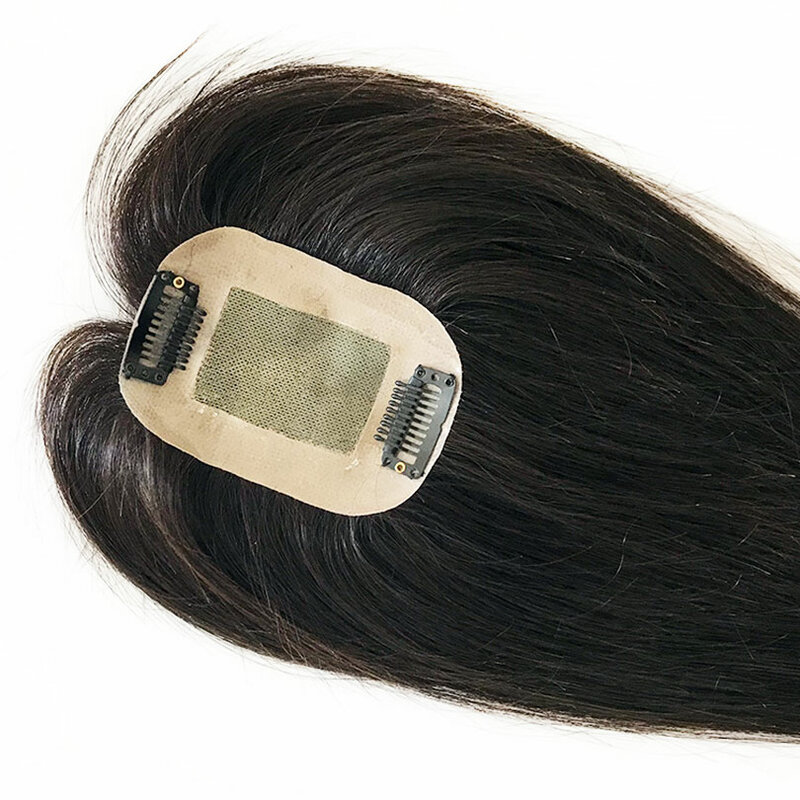 Mono Base 7x10cm Hand Tied Human Hair Piece 2 Clips Women Topper 12inch For Hiding Hairline Natural Hairline