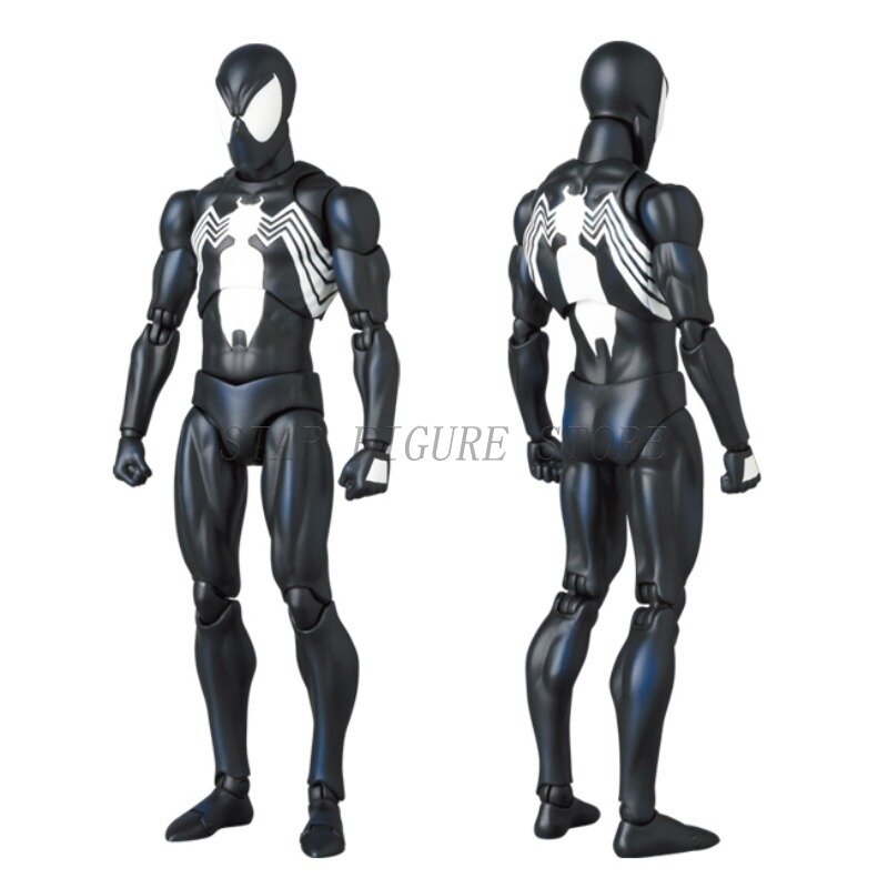Mafex-figura de acción de Spiderman Black, Colección móvil de PVC de 16cm, juguetes de Marvel, Maf 147, Venom, Spiderman, Peter Parker