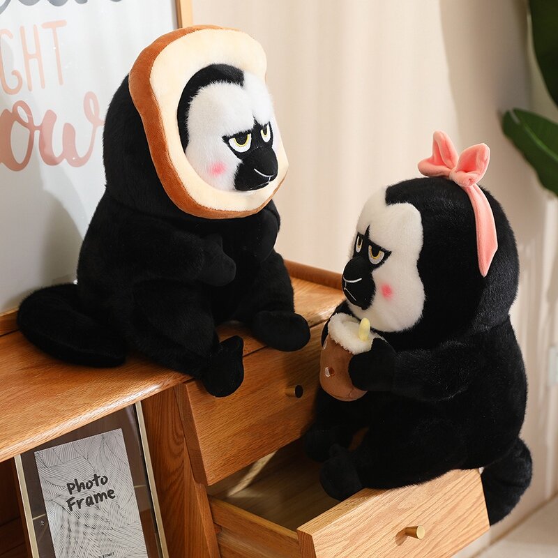 Mainan mewah monyet menarik hadiah Dekorasi ruangan boneka pria tanpa wajah monyet wajah biksu berwajah putih kartun hadiah untuk anak-anak