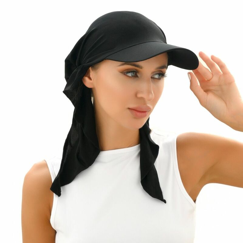Sun topi syal wanita, tutup kepala kasual Muslim bisbol Snood