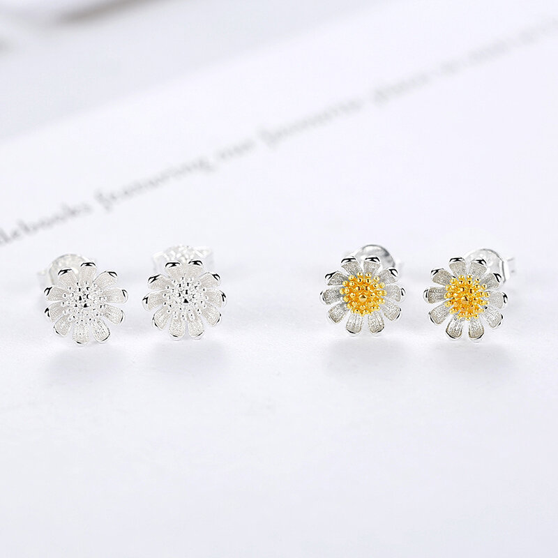 Solid 925 Sterling Silver New High Quality Jewelry Flower Stud Earrings For Women XY0225