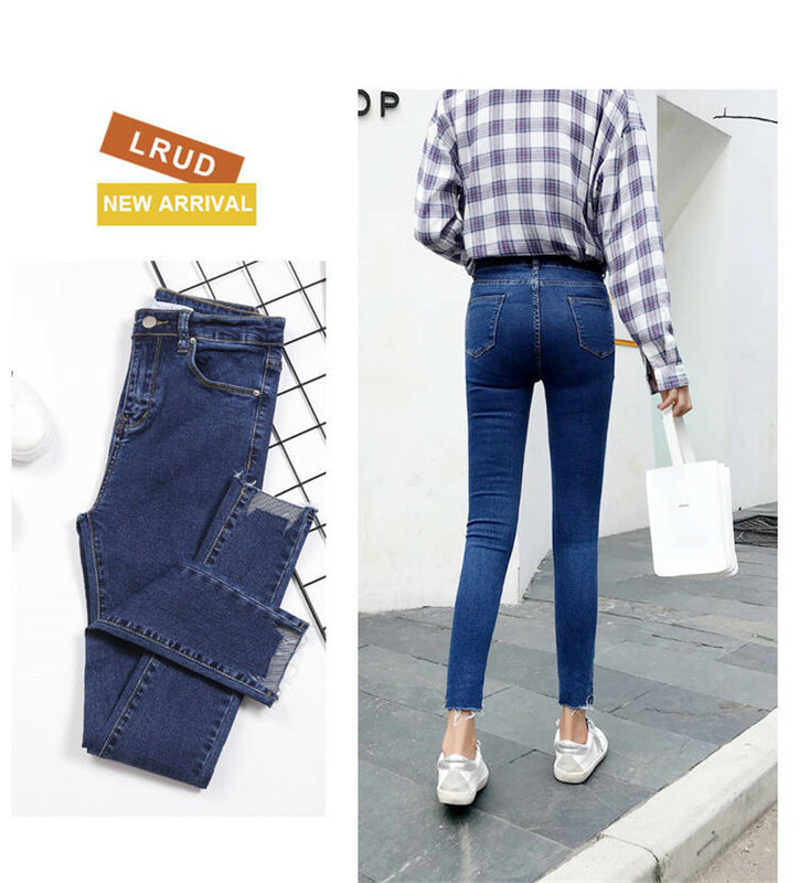 Женские джинсы до щиколотки, повседневные облегающие джинсовые брюки с высокой талией, джинсовые брюки-стрейч в уличном стиле