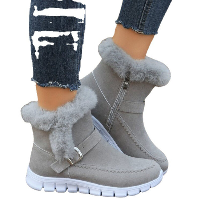 Зимние женские меховые теплые ботинки челси для снежной погоды, повседневная обувь, новинка, Короткие Плюшевые замшевые ботильоны, на плоской подошве, гладиаторы, спортивные женские ботинки