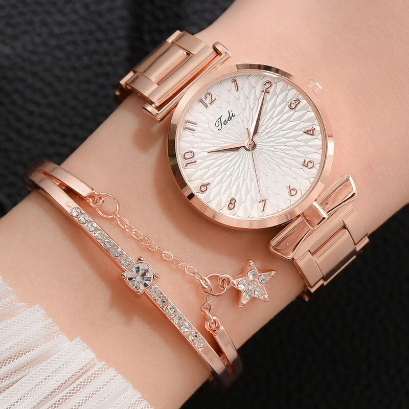 Relógio de pulso quartzo delicado feminino, relógio de mão para mulher, quartzo 33 diamantes, preciso