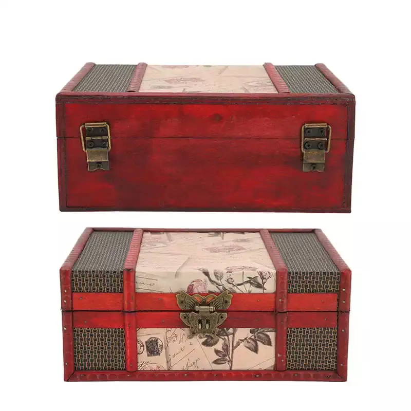 Kotak perhiasan antik dekorasi stabil Retro kotak perhiasan elegan untuk pria wanita untuk Kalung Gelang