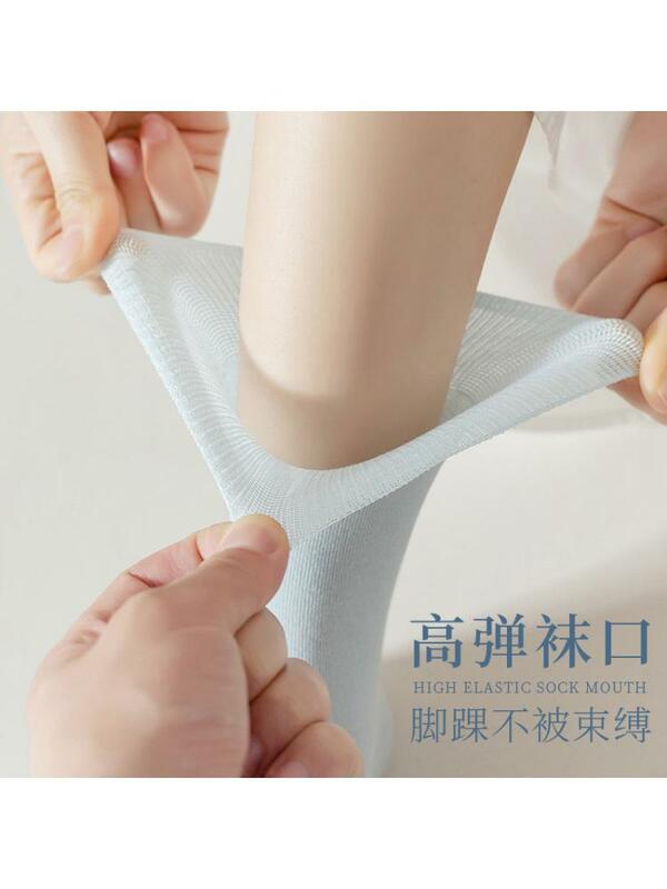 3 par/lote grávida ultra fino transparente meias de cor pura verão médio fino algodão pilha versátil japão harajuku