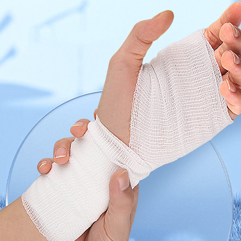 Garza di cotone benda elastica monouso pronto soccorso medicazione per ferite benda resistente allo strappo fissaggio in rotolo cotone assorbente