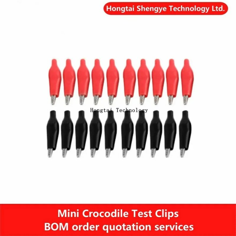 Mini sonde de test de revêtement en plastique souple, pince crocodile, noir et rouge, 28mm