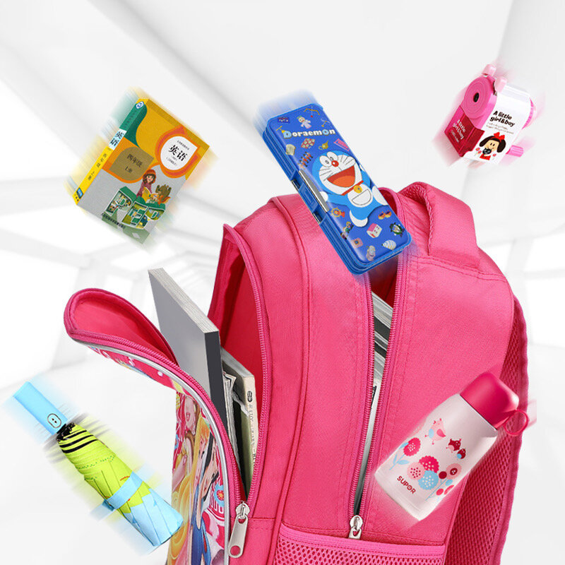 Mochila escolar grande capacidade para meninas, mochila dos desenhos animados com duplo zíper compartimento, linda nastya