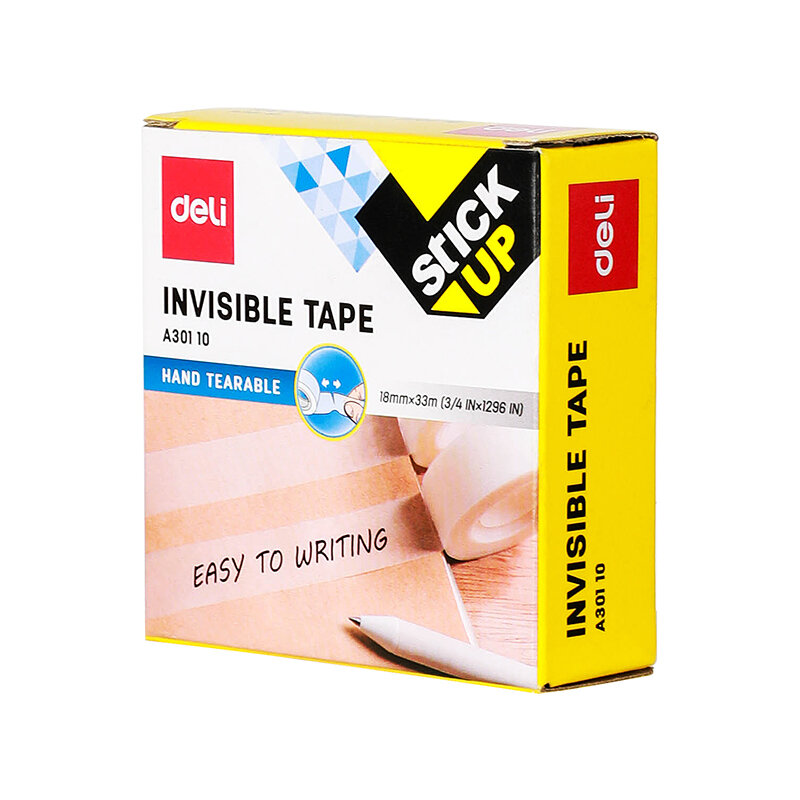 Deli 1 rollo/caja de cinta Invisible 18mm × 50um × 33m acrílico no tóxico bajo olor EA30110