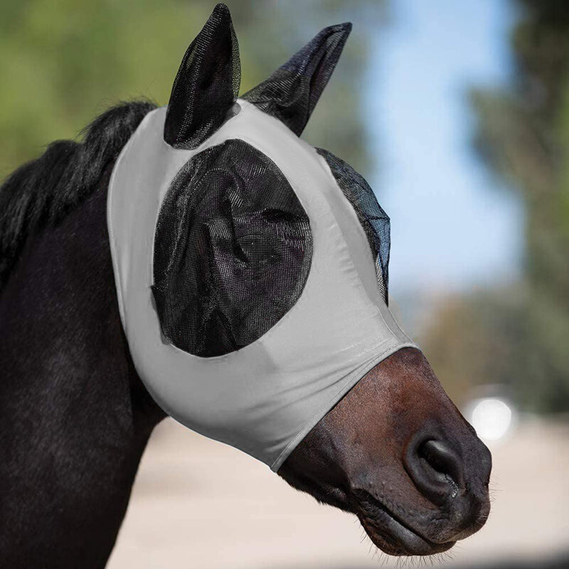 Horse Fly Mesh Face Guard With Ears Comfort Elasticity Soft Sun Protection Equine Mask Horses -Masks Stretch Bug Eye Horse Mask