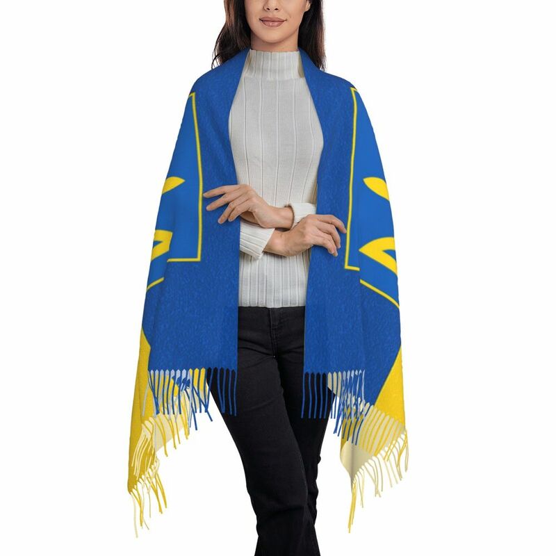 Ucraina bandiera ucraina Tryzub nappa sciarpa donna morbidi scialli patriottici avvolge sciarpe invernali da donna