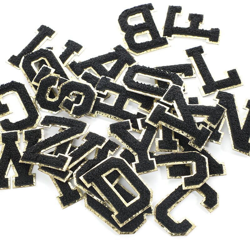 Chenille Patch Conjunto de 26 Letras do Alfabeto, Sacos DIY e Roupas, Toalha Brilhante, A-Z Paste, 5,5 cm
