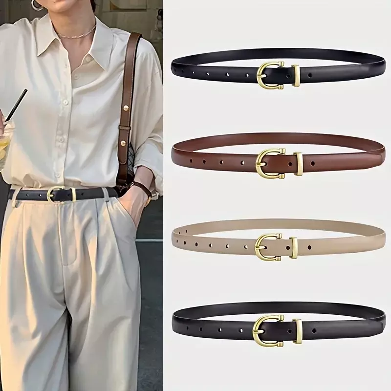 Cinturones de diseñador de moda para mujer, cinturón de mezclilla desmontable de doble cara con hebilla fina, regalo para madres y novias, 2024