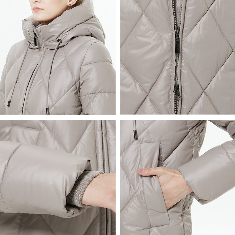 Icebear-女性のための長くて厚いラインストーンのジャケット,パッド入りのパーカー,厚くて暖かい綿のコート,2023,gwd22631d