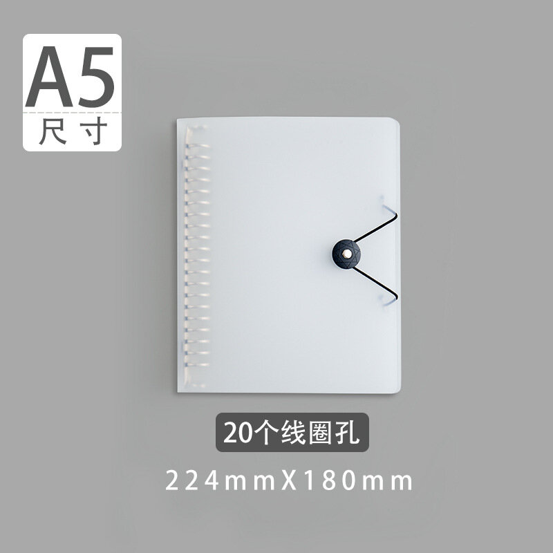 B5 capa de livro de folha solta a5 transparente pp matte cintas botão pasta de metal portátil destacável a4