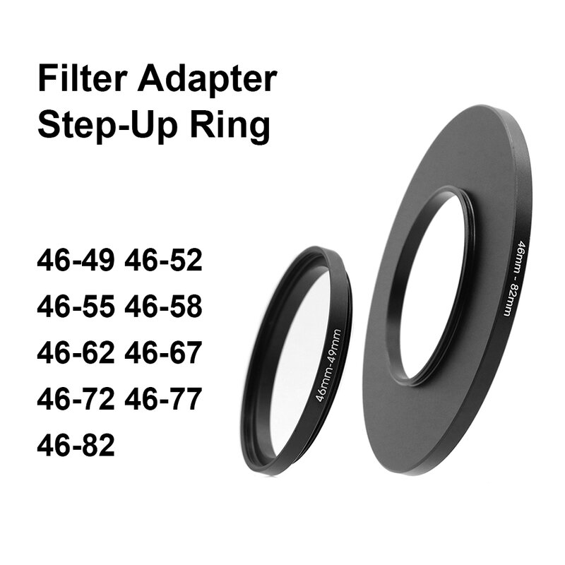 Câmera lente filtro anel adaptador, anel de metal para lente 46mm, 49, 52, 55, 58, 62, 67, 72, 77, 82mm, uv nd, cpl