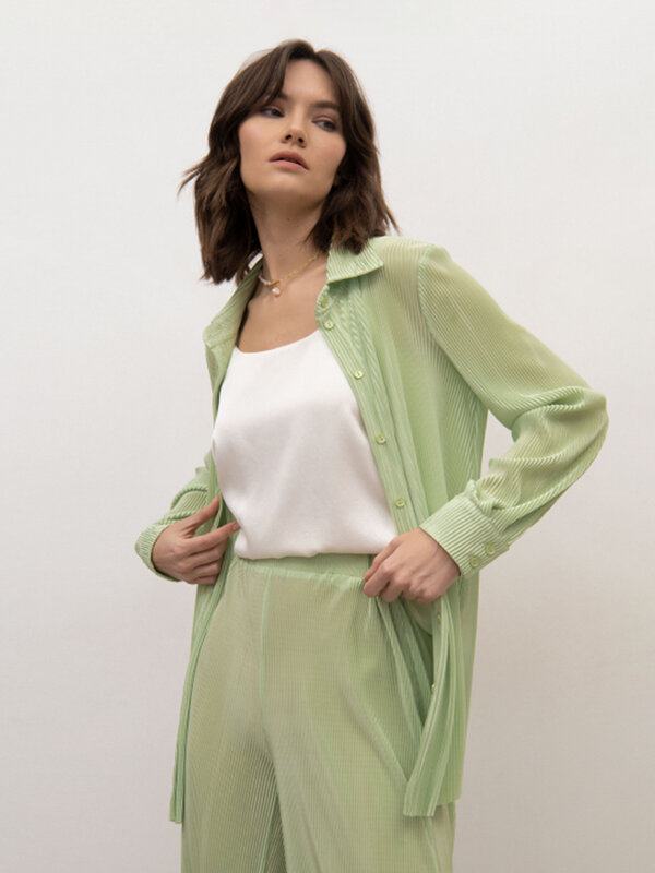 Женский пижамный комплект Marthaqiqi, зеленая ночная рубашка с длинным рукавом и отложным воротником, брюки, повседневная женская пижама, комплект из 2 предметов