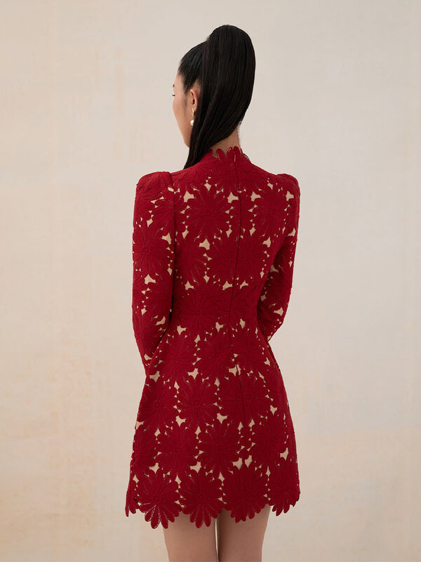 Robe de princesse en dentelle rouge avec doublure de couleur, robes semi-formelles, petite boutique de tailleur, luxe, conduit, 600