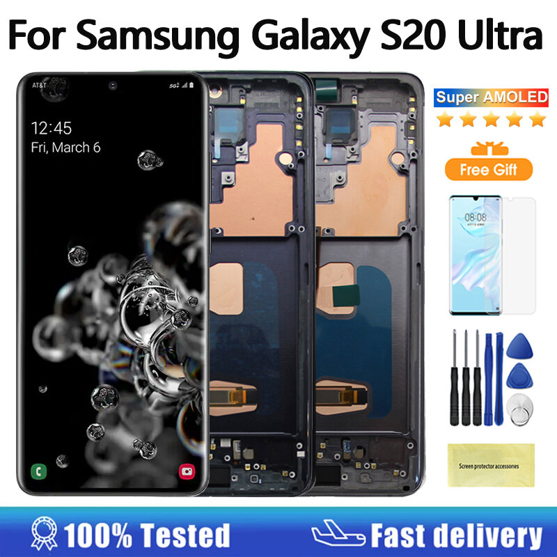 Nieuwe Amoled Display Voor Samsung Galaxy S20 Ultra 4G 5G Lcd-Scherm Touchscreen Assemblage Voor Samsung S20 Ultra G988b/Ds G988u Lcd