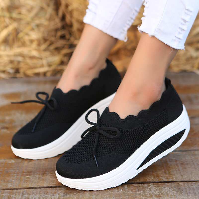 Scarpe vulcanizzate da donna 2022 scarpe a rete autunnali scarpe da passeggio con plateau scarpe stringate da donna comode scarpe da madre casual