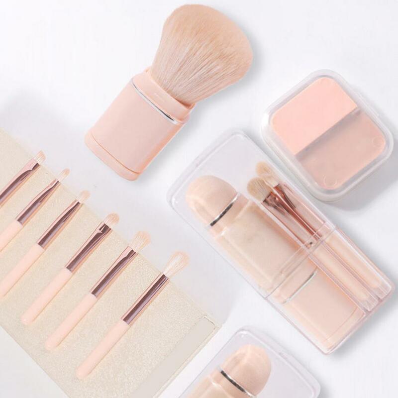 Home Use Makeup Brushes Makeup Brush Set with Plastic Handle Portable Travel Makeup Brushes Set 8pcs Retractable for On-the-go