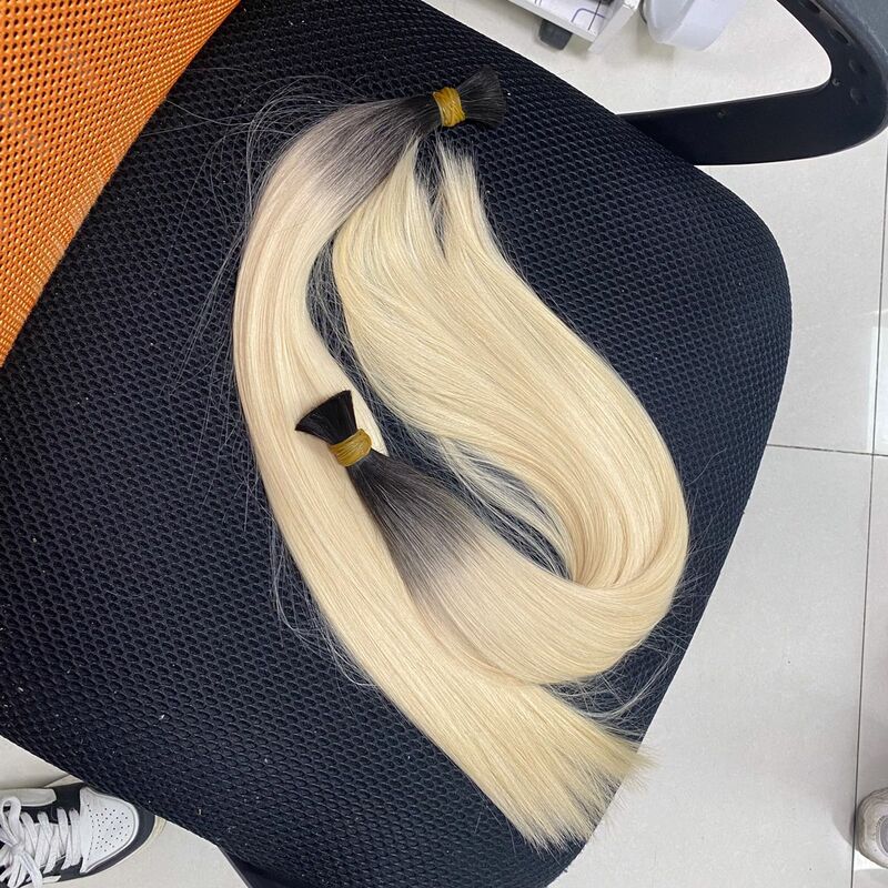 Grosir rambut perawan extender pabrik jumlah besar 12A rambut Ombre pirang kutikula Rusia selaras Cabello Humano ekstensi rambut manusia alami