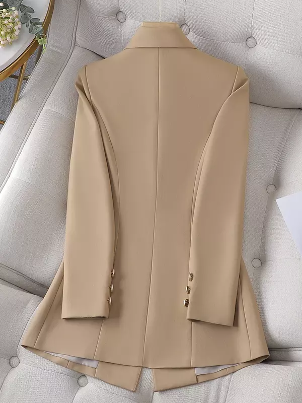 Baru putih aprikot hitam wanita Formal Blazer wanita lengan panjang Single Breasted jaket mantel musim gugur wanita jaket luar