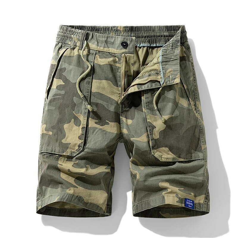 Pantalones cortos de camuflaje para hombre, Shorts de algodón con bolsillo para la playa, a la moda, para correr, novedad de verano, envío directo